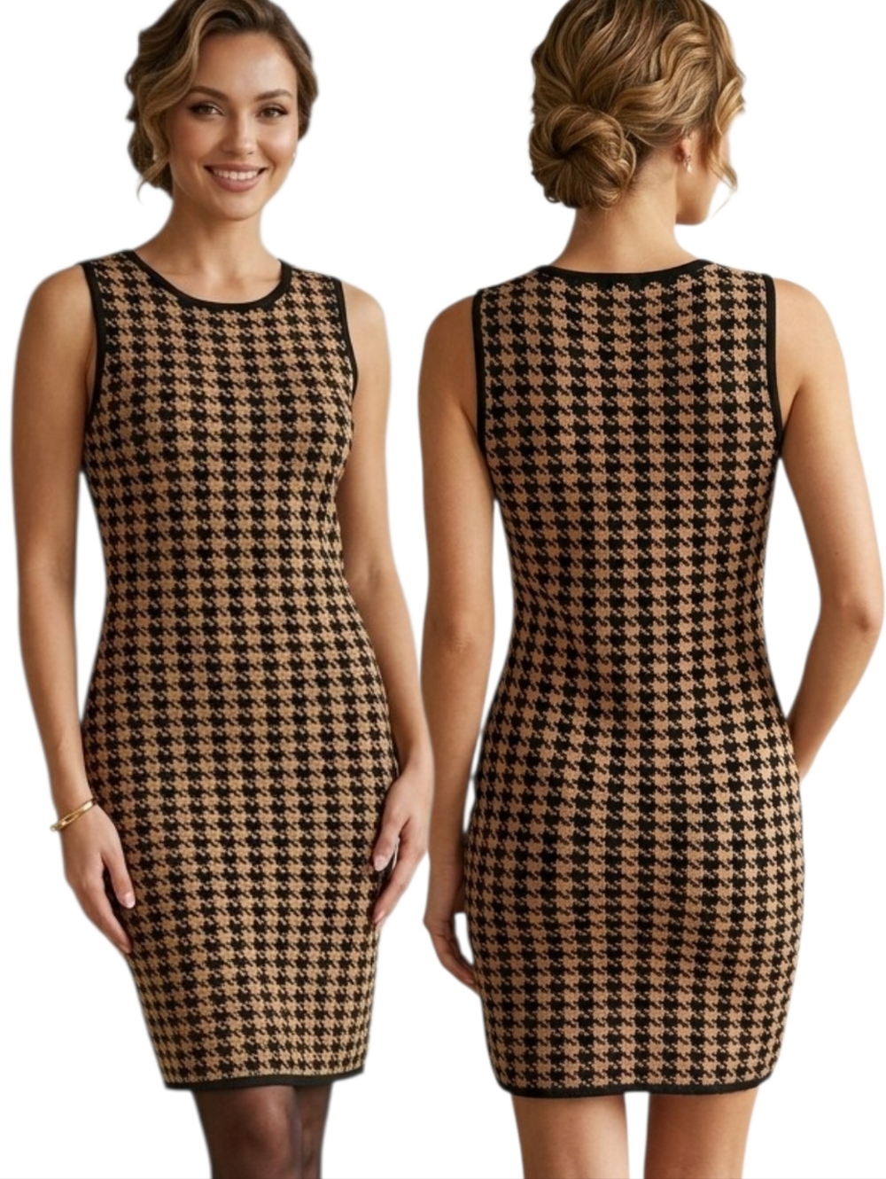 HOUSE OF HARLOW 1960 Knit Houndstooth Tank Dress - Size L